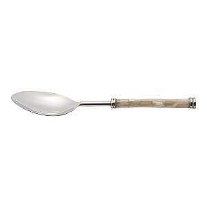 COLHER PARA ARROZ DE AÇO INOX CABO DE MADRE PÉROLA CLARA