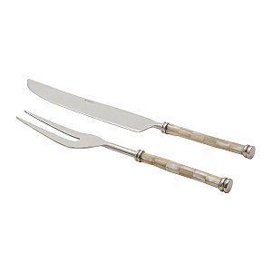 CJ. 2 PCS FACA E GARFO TRINCHANTE DE AÇO INOX