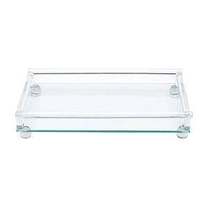 BANDEJA DE VIDRO SODO-CALCICO C/PÉ 33X20X5,8CM
