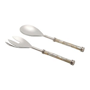 CJ.2 PCS COLHER E GARFO DE SALADA DE AÇO INOX
