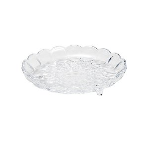 CJ 6 PRATOS DE SOBREMESA DE CRISTAL C/PÉ ANGÉLICA 18CM