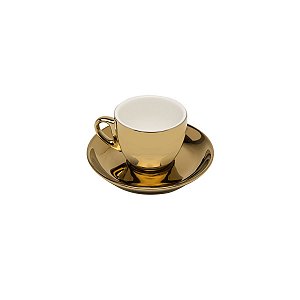 CJ 6 XÍCARAS DE CAFÉ DE PORCELANA C/PIRES DOURADO 90ML