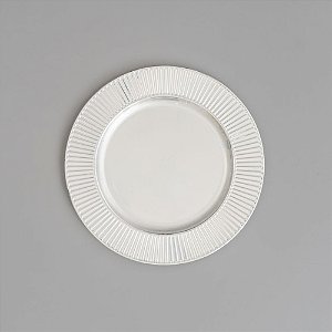 CJ. 6 SOUSPLAT PRATEADO DE PLASTICO BRIGHT 33CM DIAM