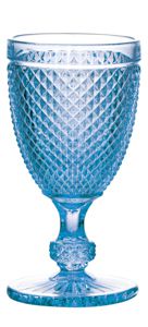 CJ 6PC TAÇA P/VINHO DE VIDRO BICO DE JACA AZUL 235 ML