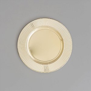 CJ. 6 SOUSPLAT DOURADO DE PLASTICO BRIGHT 33CM DIAM