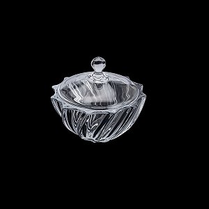 POTICHE DECORATIVO DE CRISTAL ECOLÓGICO C/TAMPA SCALLOP 18,5X18,5X17,5cm