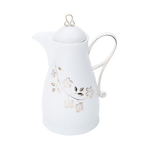 GARRAFA TÉRMICA DE PORCELANA C/AMPOLA DE VIDRO FLORES 650ML