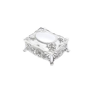 PORTA JOIAS DE ZAMAC RETANGULAR PRATA 9,8X7,8X6,2 CM