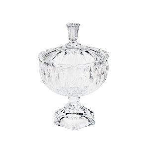 POTICHE DECORATIVO  DE CRISTAL C/TAMPA LEAF 16,5x24CM