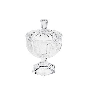 POTICHE DECORATIVO  DE CRISTAL C/TAMPA LEAF 9X14CM