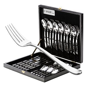FAQUEIRO 30PC AÇO INOX OXFORD C/ESTOJO DE MADEIRA