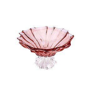 CENTRO DE MESA DE CRISTAL C/PÉ PARADISE PINK 34X20,5cm