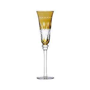JG 6 TAÇAS DE VIDRO SODO-CALCICO LAPIDADAS AMBAR P/CHAMPAGNE