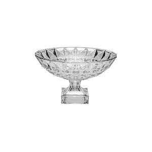 CENTRO DE MESA DE CRISTAL C/PÉ DIAMANT TRANSPARENTE 32X19cm