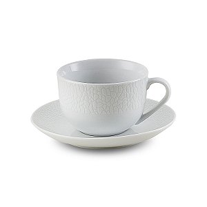 JG 6 XÍCARAS P/CHÁ C/PIRES DE PORCELANA SUPER WHITE ANACAPRI