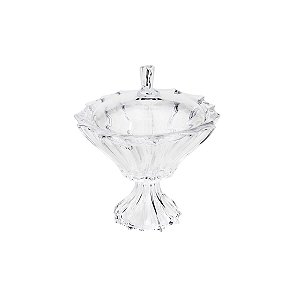 POTICHE DECORATIVO  DE CRISTAL C/PÉ E TAMPA PARADISE 21,5X23,5CM