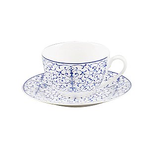 JG 6 XÍCARAS P/CHÁ C/PIRES DE PORCELANA SUPER WHITE ABSTRACT