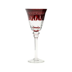 JG 6 TAÇAS DE VIDRO SODO-CALCICO LAPIDADAS VERMELHAS P/VINHO
