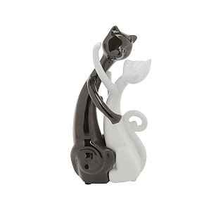 CASAL GATOS NAMORANDO DE CERAMICA 19,5 CM