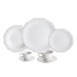CJ. JANTAR DE PORCELANA 42 PEÇAS ALTO RELEVO