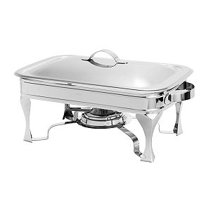 RECHAUD DE AÇO INOX C/REFRATÁRIO E TAMPA VENEZA 37X23CM