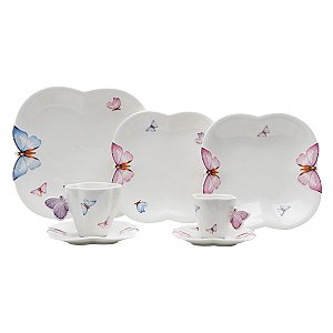 CJ. JANTAR DE PORCELANA 42 PEÇAS BORBOLETAS