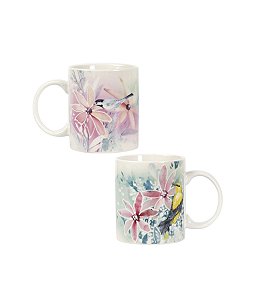 CANECA DE PORCELANA OIL PAITING AZUL E ROSA 330ml