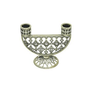 CANDELABRO DE ZAMAC P/2 VELAS OURO VELHO 6X11,5X10cm