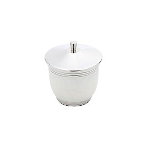 PORTA ALGODÃO EM AÇO INOX ESMALTADO EM BRANCO