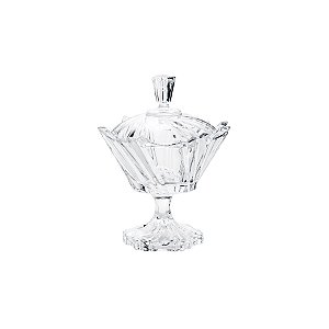 BOMBONIERE DE CRISTAL ECOLÓGICO C/TAMPA E PÉ IKARO 13X16,5CM