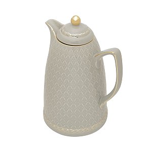 GARRAFA TÉRMICA DE PORCELANA RENDA CINZA 28cm 900ml