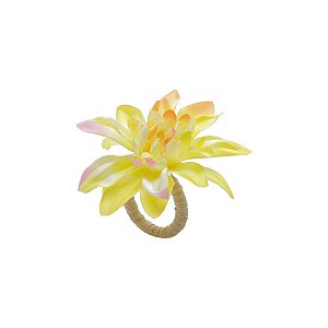 CJ 4 ANÉIS DE PLÁSTICO P/GUARDANAPO GARDÊNIA AMARELA 15X3cm