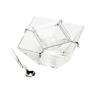 PORTA CAVIAR CROMADO C/COLHER DE AÇO INOX TORCELLO 14CM