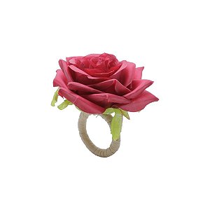 CJ 4 ANÉIS DE PLÁSTICO P/GUARDANAPO ROSA VERMELHA 13X4,5cm