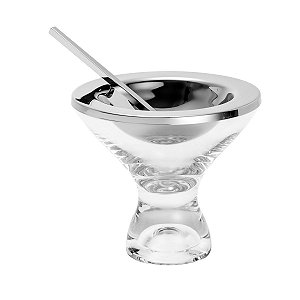 PORTA CAVIAR C/COLHER DE AÇO INOX VEGA 12,5CM