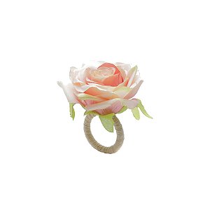 CJ 4 ANÉIS DE PLÁSTICO P/GUARDANAPO ROSA BRANCA/ROSA 13X4,5cm