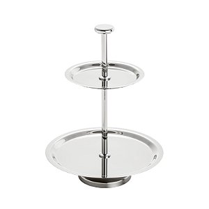 PRATO DUPLO P/DOCES ELEGANCE DE AÇO INOX 23/16,5CM