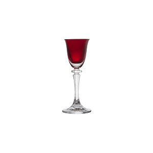 CJ 6 TAÇAS P/LICOR DE CRISTAL ECOLÓGICO KLEOPATRA VERMELHA