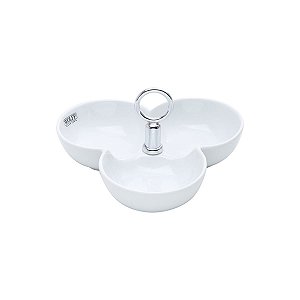 PETISQUEIRA TRIPLA DE PORCELANA C/HASTE DE AÇO INOX CANNES