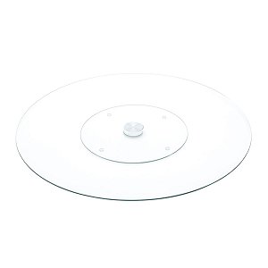 CENTRO DE MESA GIRATÓRIO DE VIDRO TEMPERADO TRANSPARENTE