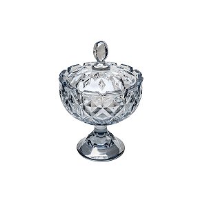 BOMBONIERE DE CRISTAL C/TAMPA CROWN AZUL 16,5X24 CM