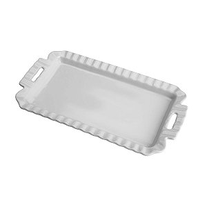 BANDEJA DE PORCELANA C/ALÇA DECOR EDGES BRANCO 35X19cm