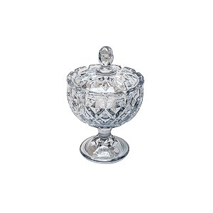 BOMBONIERE DE CRISTAL C/TAMPA CROWN AZUL 9X14 CM