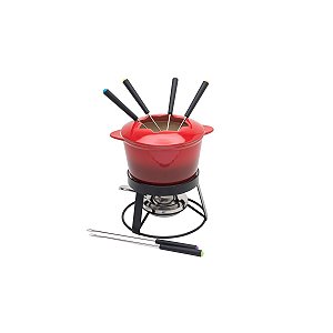 APARELHO P/FONDUE 10PC CERAMICA C/BASE EM METAL GRADUAL RED