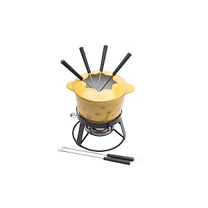 APARELHO P/FONDUE 10PC DE CERÂMICA C/BASE EM METAL CHEESE