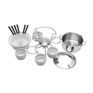 APAR FONDUE 20PC AÇO INOX CERÂMIC BASE GIRATÓRIA NIQUEL SAMI