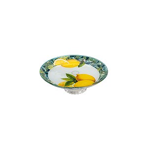 CENTRO DE MESA DE VIDRO C/PÉ LEMONS AMARELO 20cm