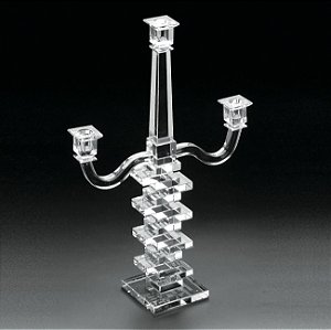 CANDELABRO DE CRISTAL 3 BRAÇOS DEGRADÊ 33,5X12X53 CM