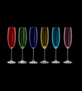 CJ 6 TAÇAS CHAMPAGNE CRISTAL ECOLÓGICO GASTRO SORTIDA 220ML