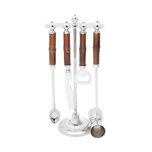 JG 4PC P/BAR DE AÇO INOX C/SUPORTE BAMBOO